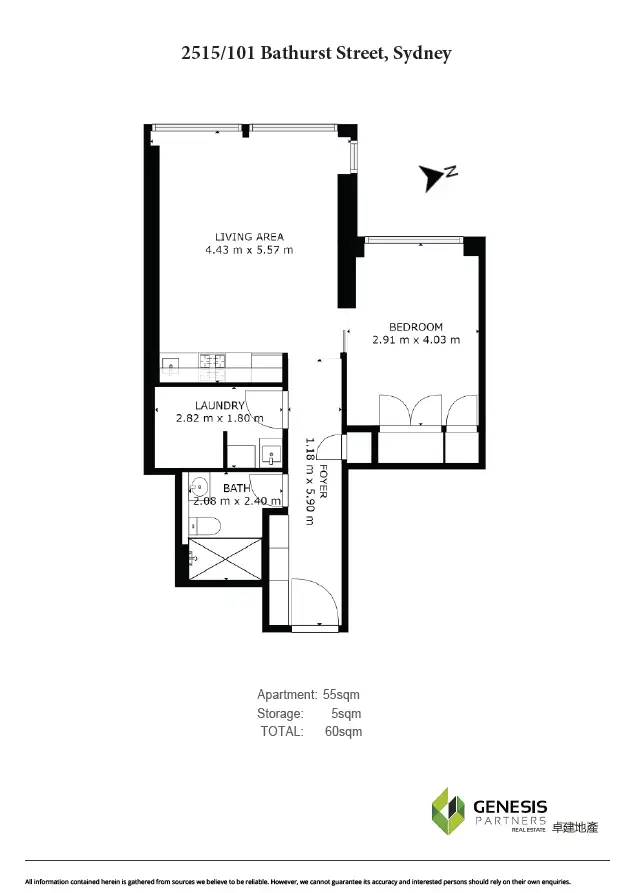 Floorplan of Homely apartment listing, 2515/101 Bathurst Street, Sydney NSW 2000