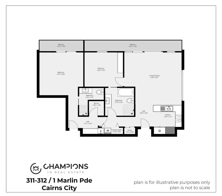 Floorplan of Homely apartment listing, 311 & 312/1 Marlin Parade, Cairns City QLD 4870