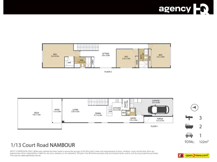 Floorplan of Homely semi-detached listing, 1/13 Court Road, Nambour QLD 4560