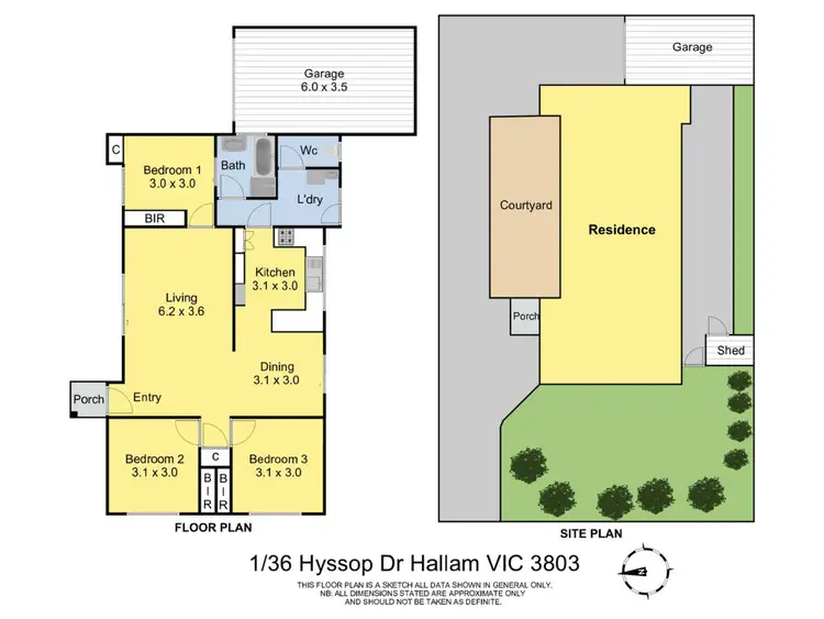 Floorplan of Homely unit listing, 1/36 Hyssop Drive, Hallam VIC 3803