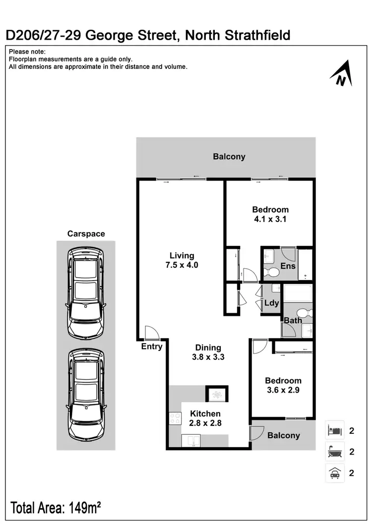 Floorplan of Homely apartment listing, 206/27 George Street, North Strathfield NSW 2137