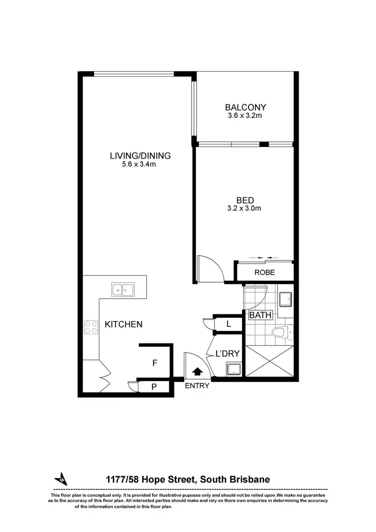 Floorplan of Homely apartment listing, 1177/58 Hope Street, South Brisbane QLD 4101