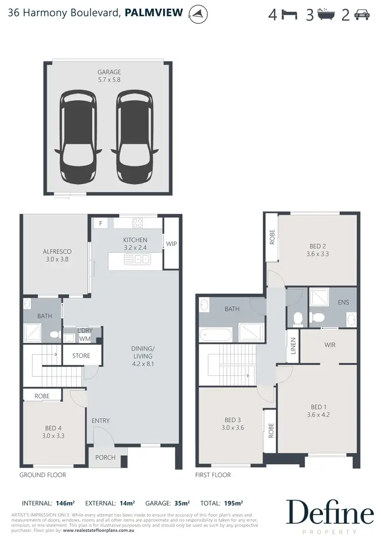 Floorplan of Homely house listing, 36 Harmony Boulevard, Palmview QLD 4553