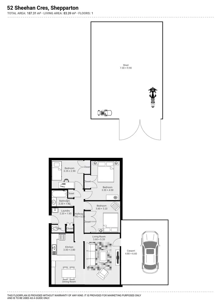 Floorplan of Homely house listing, 52 SHEEHAN CRESCENT, Shepparton VIC 3630