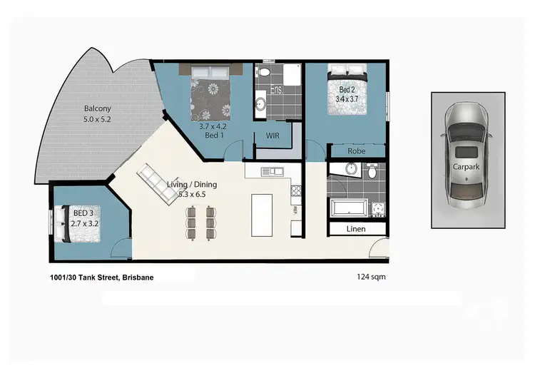 Floorplan of Homely apartment listing, 1001/30 Tank Street, Brisbane City QLD 4000