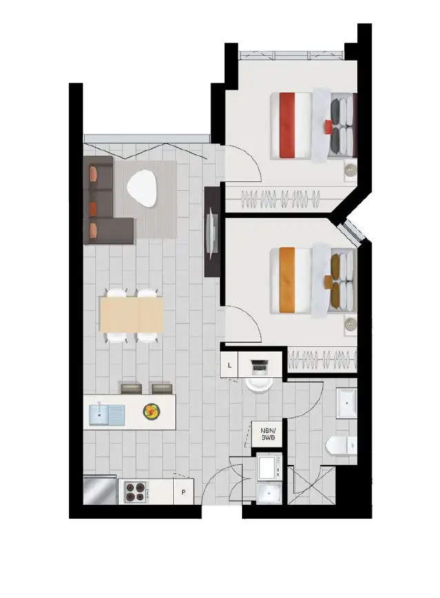 Floorplan of Homely apartment listing, 1502/977 Ann Street, Fortitude Valley QLD 4006