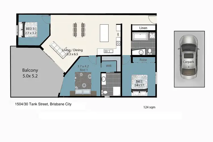 Floorplan of Homely apartment listing, 1504/30 Tank Street, Brisbane City QLD 4000