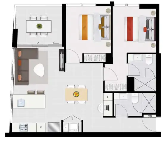 Floorplan of Homely apartment listing, 21201/37 Kyabra St, Newstead QLD 4006