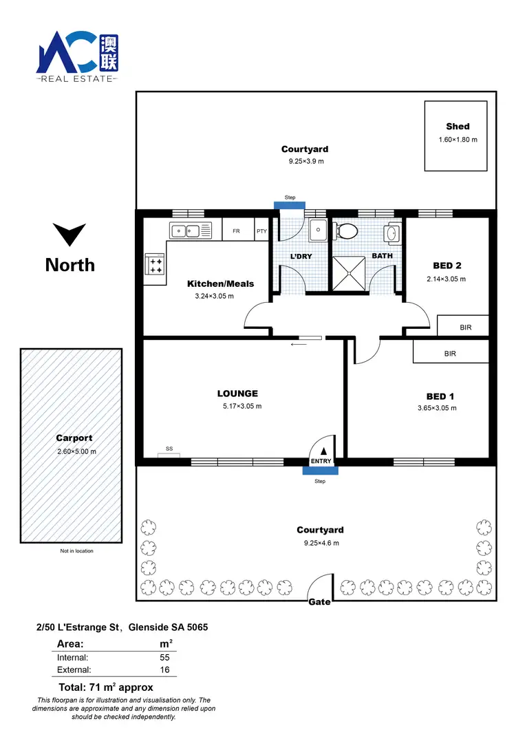 Floorplan of Homely unit listing, 2/50 L'estrange Street, Glenside SA 5065
