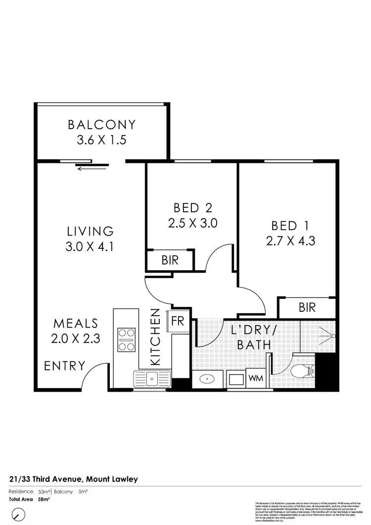 Floorplan of Homely apartment listing, 21/33 Third Avenue, Mount Lawley WA 6050