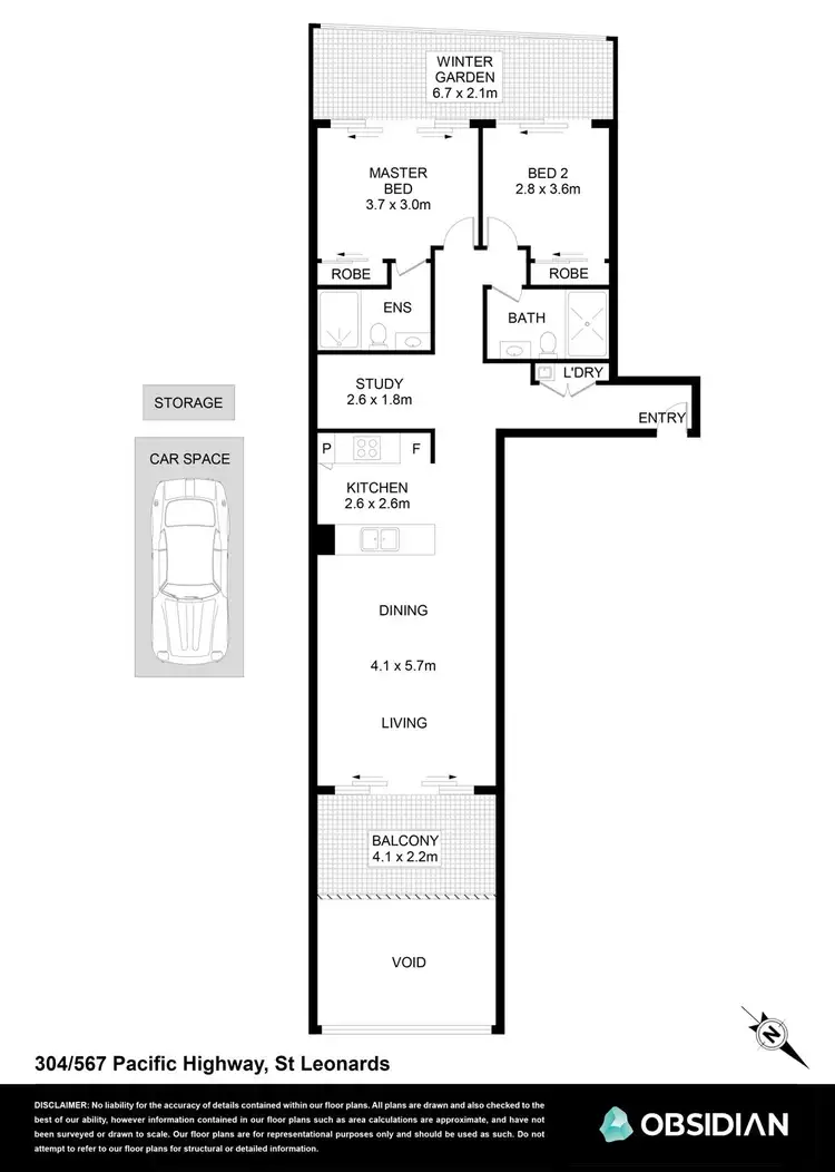 Floorplan of Homely apartment listing, 304/567 Pacific Highway, St Leonards NSW 2065