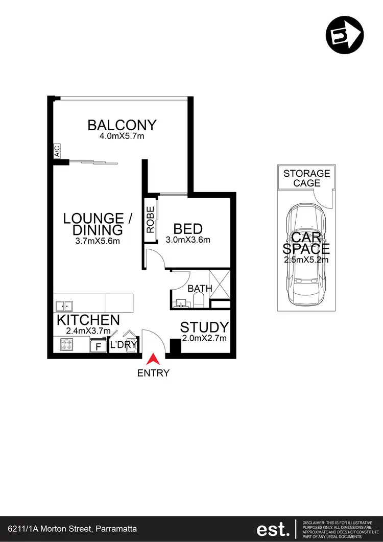 Floorplan of Homely apartment listing, 6211/1A Morton St, Parramatta NSW 2150