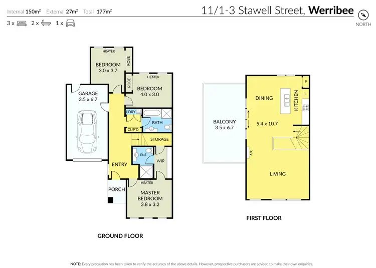 Floorplan of Homely townhouse listing, 11/1-3 Stawell Street, Werribee VIC 3030