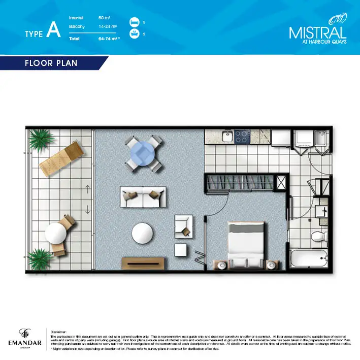 Floorplan of Homely apartment listing, 105/2 East Quay Drive, Biggera Waters QLD 4216