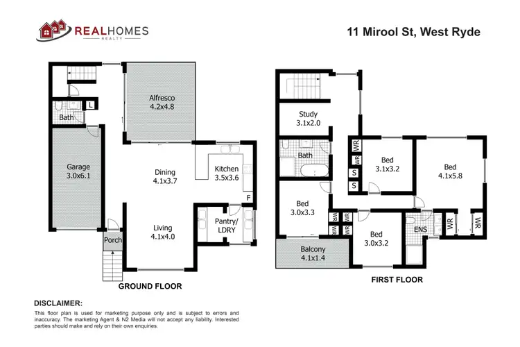 Floorplan of Homely semi-detached listing, 11 Mirool Street, West Ryde NSW 2114