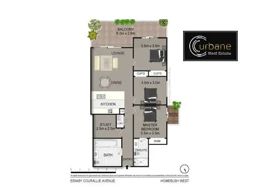 Floorplan of Homely apartment listing, E504/81-86 COURALLIE AVENUE, Homebush West NSW 2140