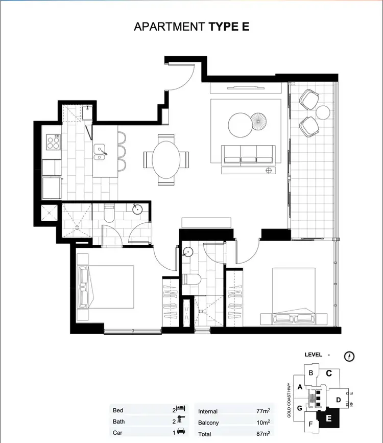 Floorplan of Homely apartment listing, 805/2663 Gold Coast Highway, Broadbeach QLD 4218
