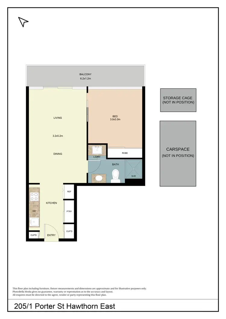 Floorplan of Homely apartment listing, 205/1 Porter Street, Hawthorn East VIC 3123