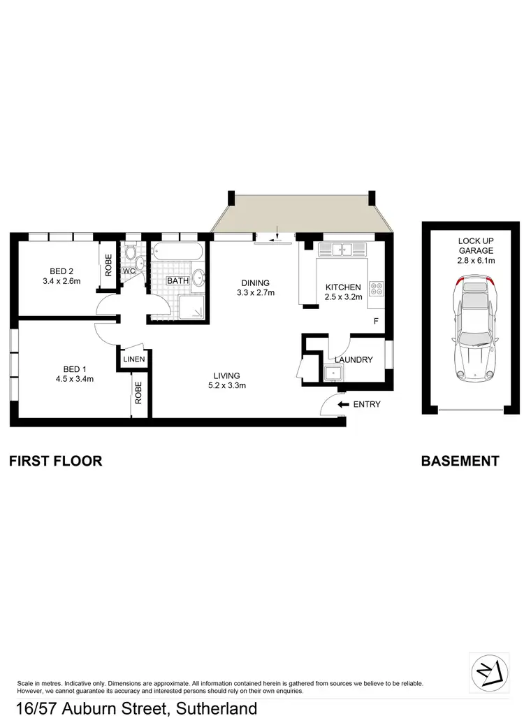 Floorplan of Homely unit listing, 16/57-61 Auburn Street, Sutherland NSW 2232