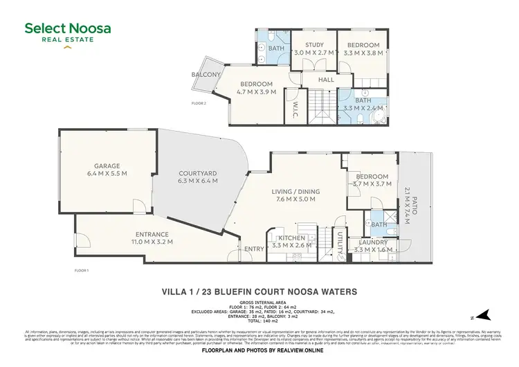 Floorplan of Homely semi-detached listing, 1/23 Bluefin Court, Noosa Waters QLD 4566