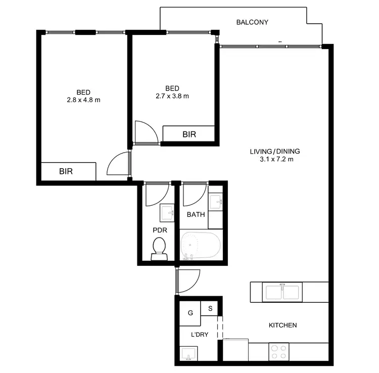 Floorplan of Homely apartment listing, 303/350 La Trobe Street, Melbourne VIC 3000