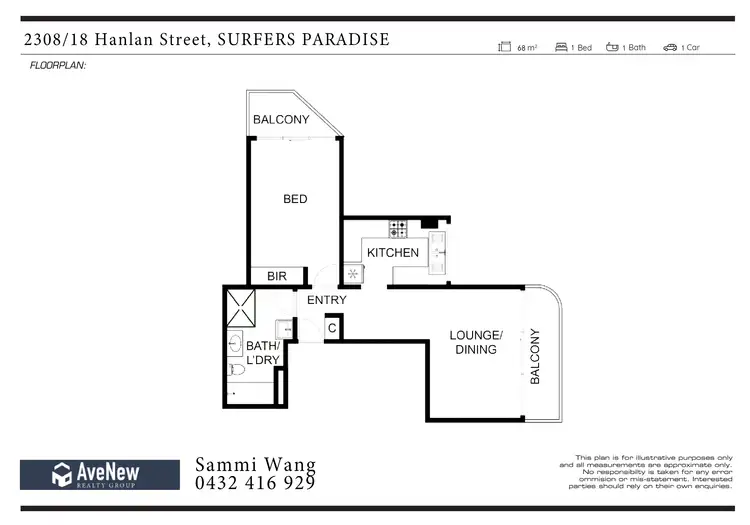 Floorplan of Homely apartment listing, 2308/18 Hanlan Street, Surfers Paradise QLD 4217