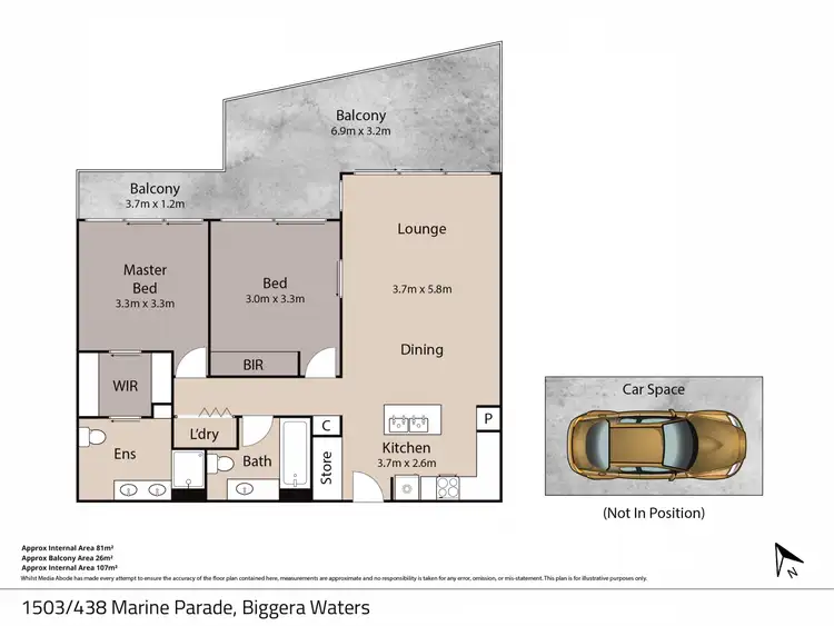 Floorplan of Homely unit listing, 1503/438 Marine Parade, Biggera Waters QLD 4216
