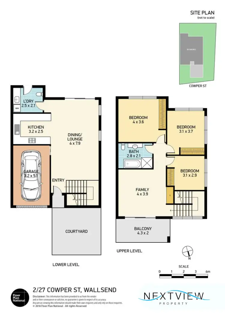 Floorplan of Homely townhouse listing, 2/27 Cowper Street, Wallsend NSW 2287