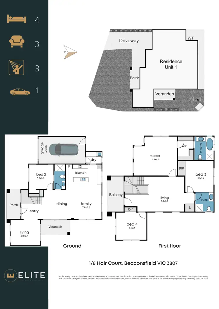 Floorplan of Homely townhouse listing, 1/8 Hair Court, Beaconsfield VIC 3807