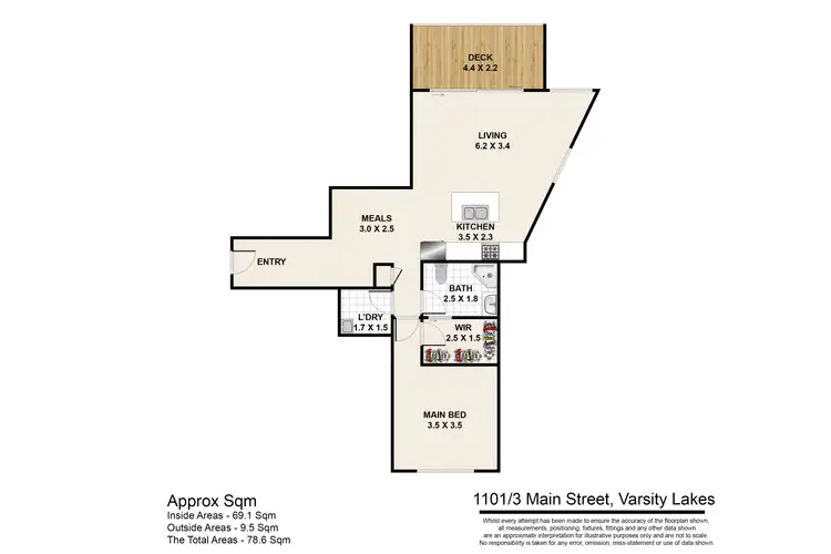 Floorplan of Homely apartment listing, 1101/3 Main Street, Varsity Lakes QLD 4227