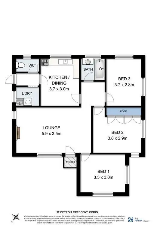 Floorplan of Homely house listing, 32 Detroit Avenue, Corio VIC 3214