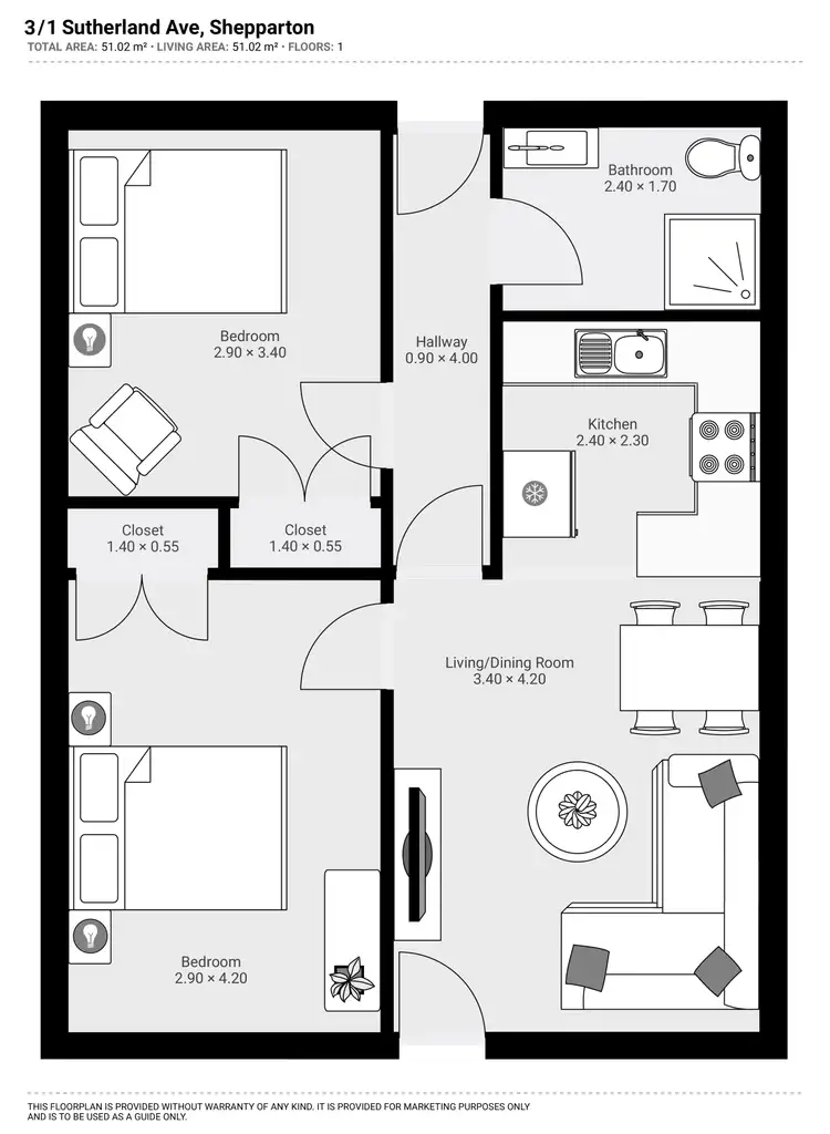 Floorplan of Homely unit listing, 3/1 SUTHERLAND AVENUE, Shepparton VIC 3630