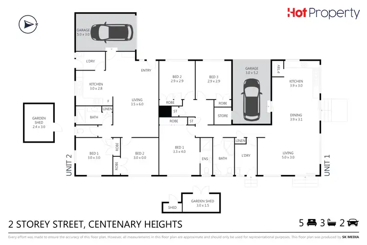 Floorplan of Homely semi-detached listing, 2 Storey Street, Centenary Heights QLD 4350