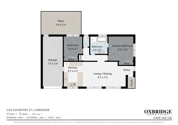 Floorplan of Homely semi-detached listing, 1/23 Coventry Court, Labrador QLD 4215