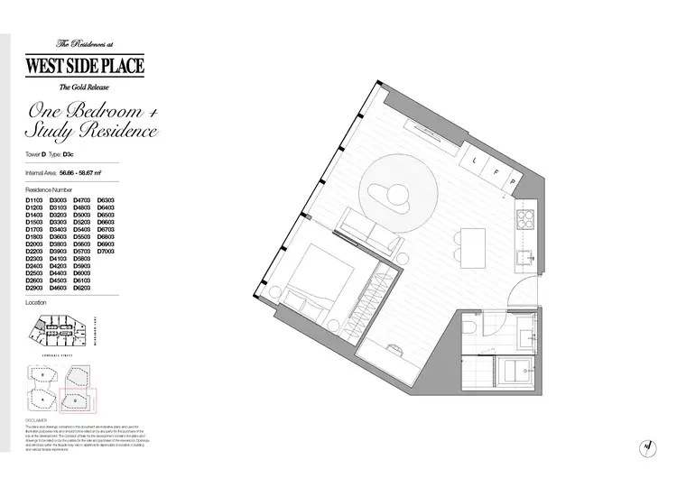 Floorplan of Homely apartment listing, 3203D/648 Lonsdale Street, Melbourne VIC 3000