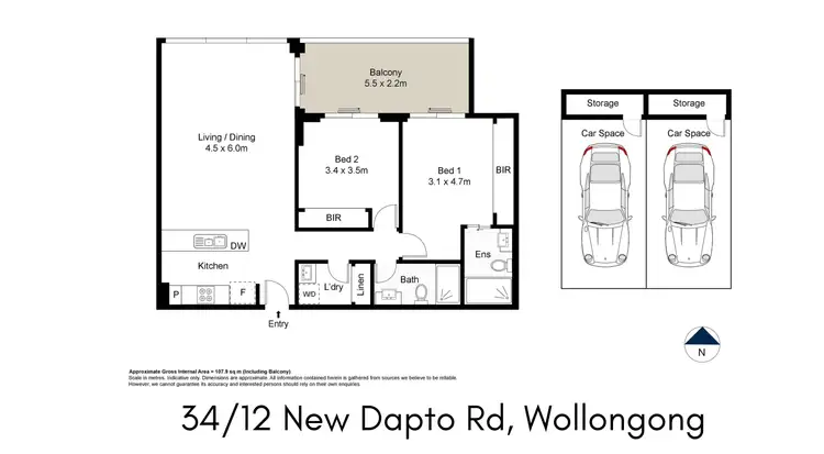 Floorplan of Homely unit listing, 34/12 New Dapto Road, Wollongong NSW 2500