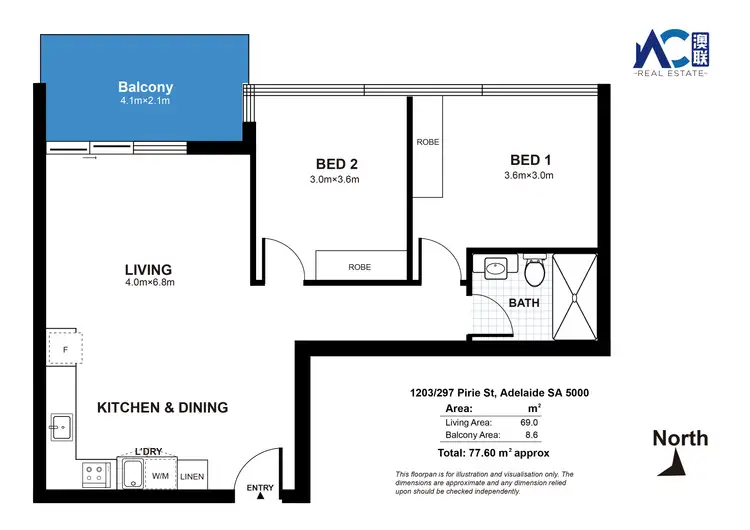 Floorplan of Homely apartment listing, 1203/297 Pirie Street, Adelaide SA 5000