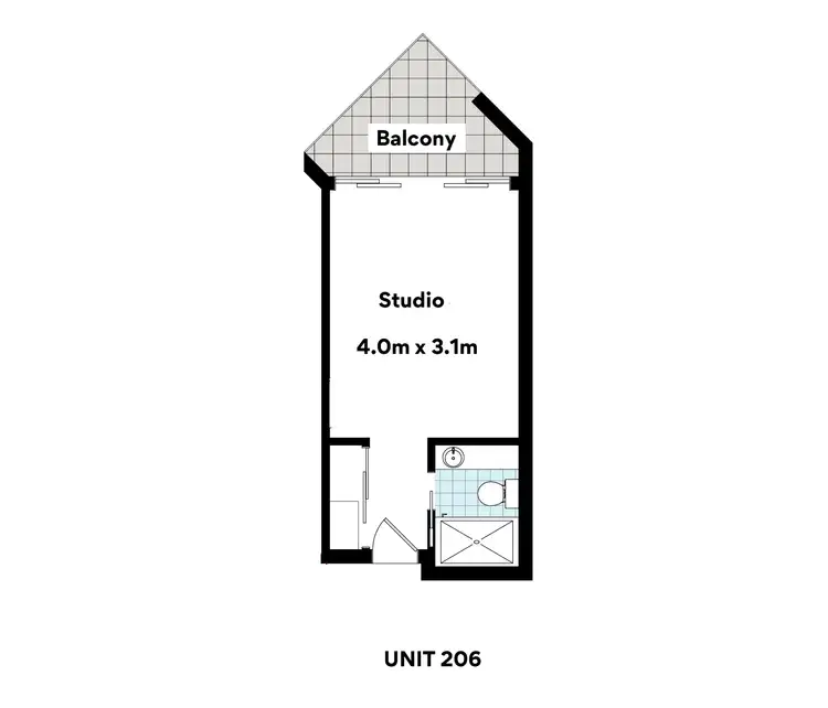 Floorplan of Homely studio listing, 206/220 Melbourne Street, South Brisbane QLD 4101