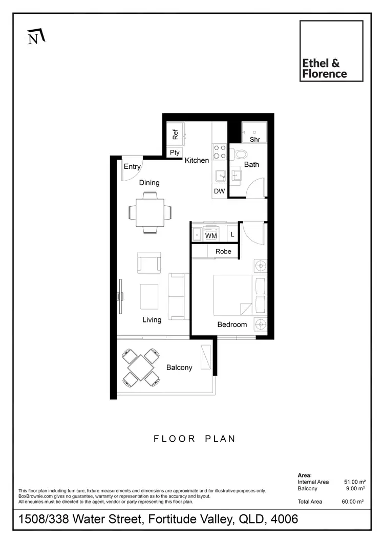 Floorplan of Homely apartment listing, 1508/338 Water Street, Fortitude Valley QLD 4006