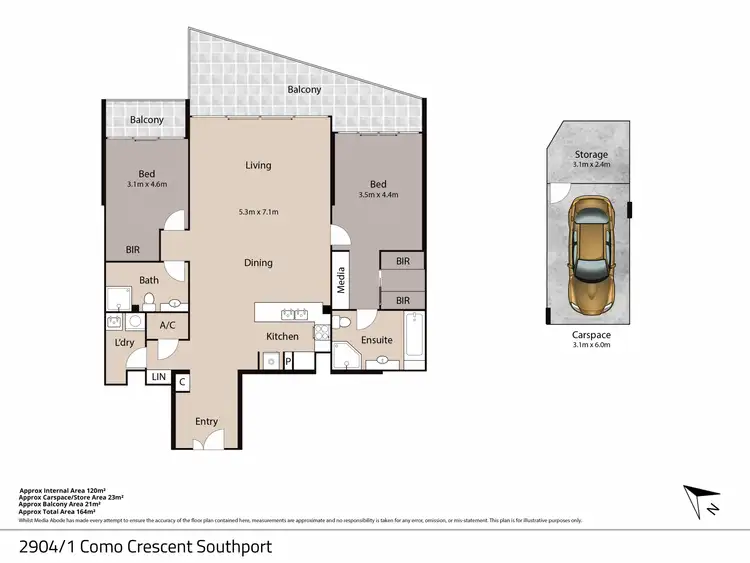 Floorplan of Homely unit listing, 2904/1 Como Crescent, Southport QLD 4215