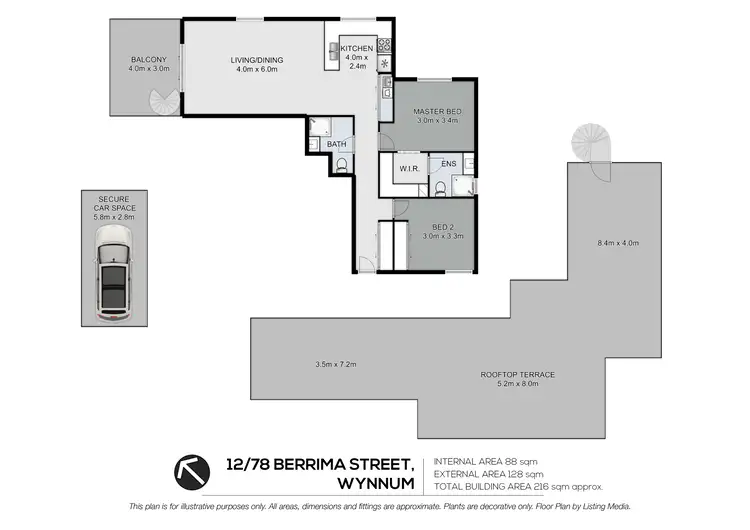 Floorplan of Homely apartment listing, 12/78 Berrima Street, Wynnum QLD 4178