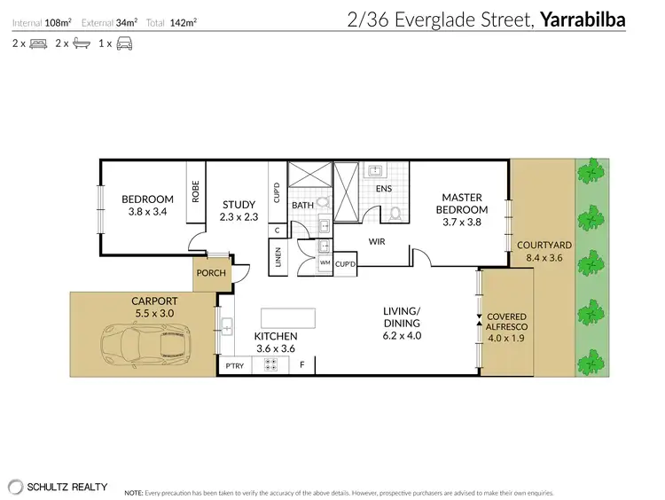 Floorplan of Homely townhouse listing, 2/36 Everglade Street, Yarrabilba QLD 4207