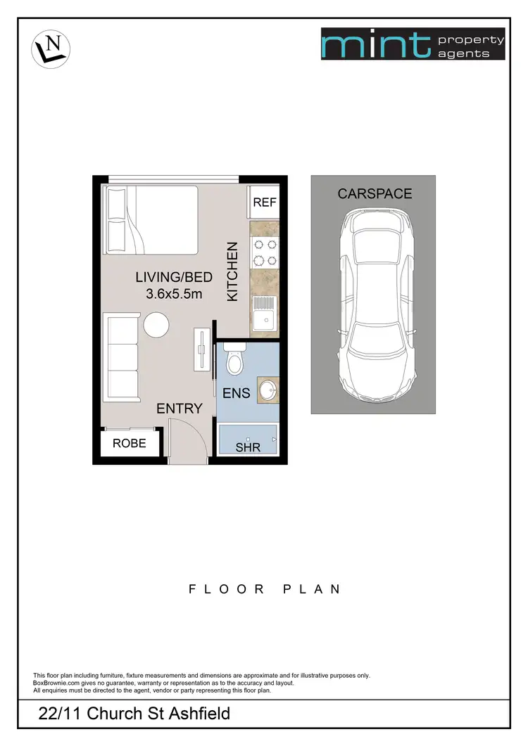 Floorplan of Homely studio listing, 22/11 Church Street, Ashfield NSW 2131