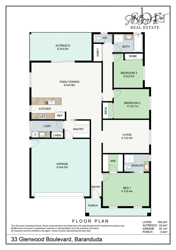 Floorplan of Homely house listing, 33 GLENWOOD BOULEVARD, Baranduda VIC 3691