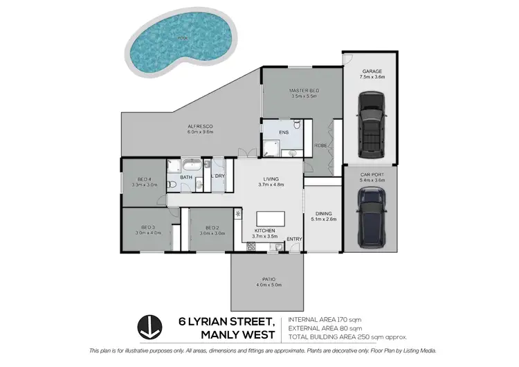 Floorplan of Homely house listing, 6 Lyrian Street, Manly West QLD 4179