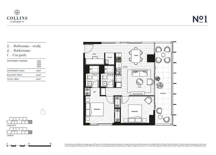 Floorplan of Homely apartment listing, 1309/915 Collins Street, Docklands VIC 3008
