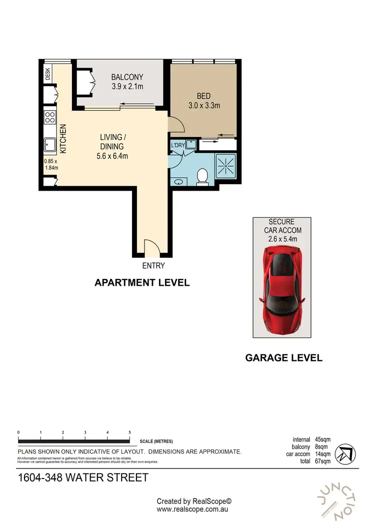 Floorplan of Homely unit listing, 1604/348 Water St, Fortitude Valley QLD 4006