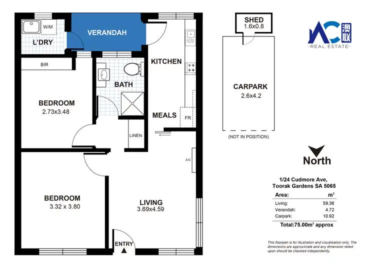 Floorplan of Homely unit listing, 1/24 Cudmore Ave, Toorak Gardens SA 5065