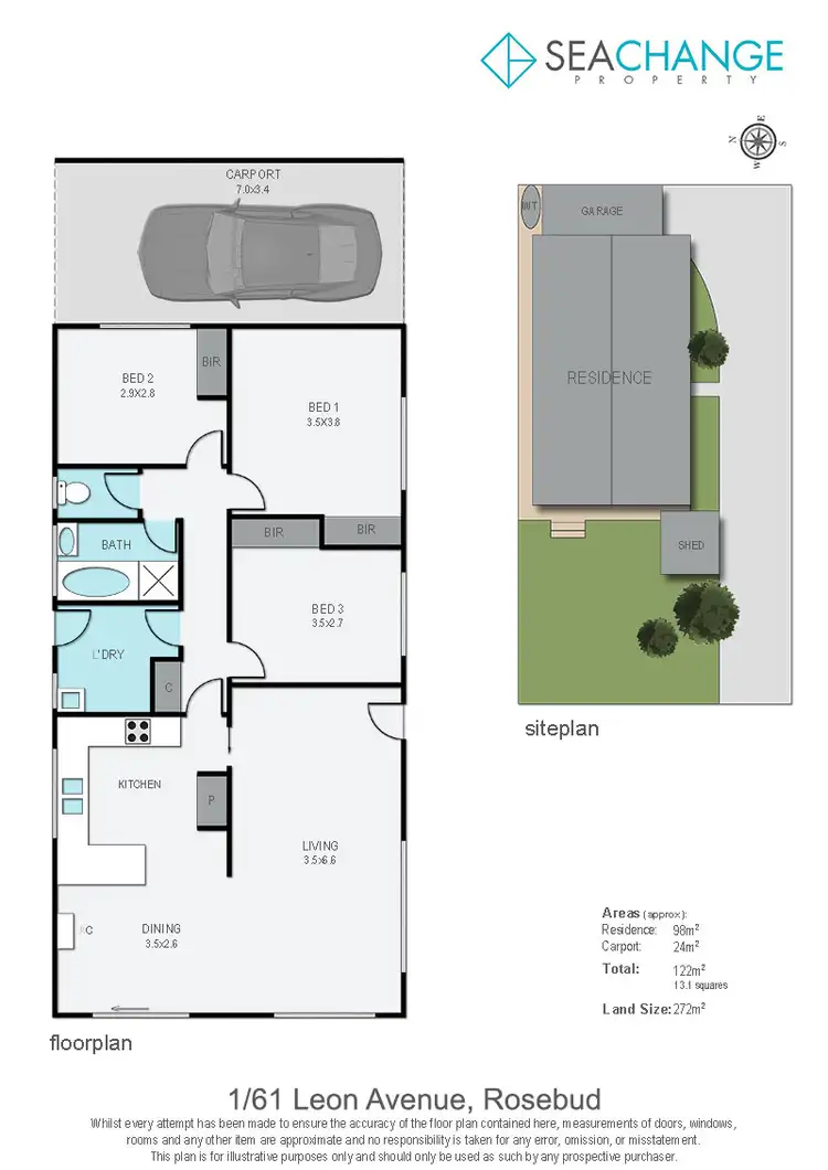 Floorplan of Homely house listing, 1/61 Leon Avenue, Rosebud VIC 3939