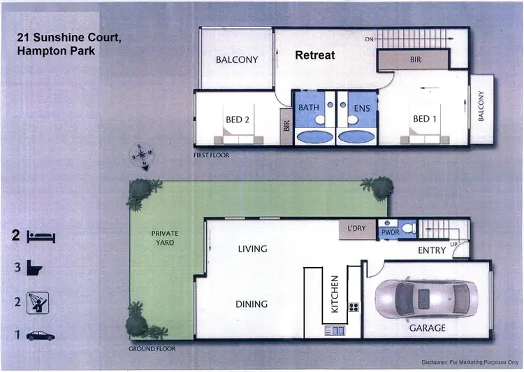 Floorplan of Homely townhouse listing, 21 Sunshine Court, Hampton Park VIC 3976